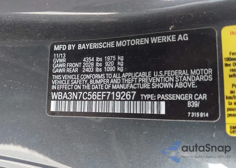 2014 BMW 428I z USA, uszkodzony, nr VIN WBA3N7C56EF719267